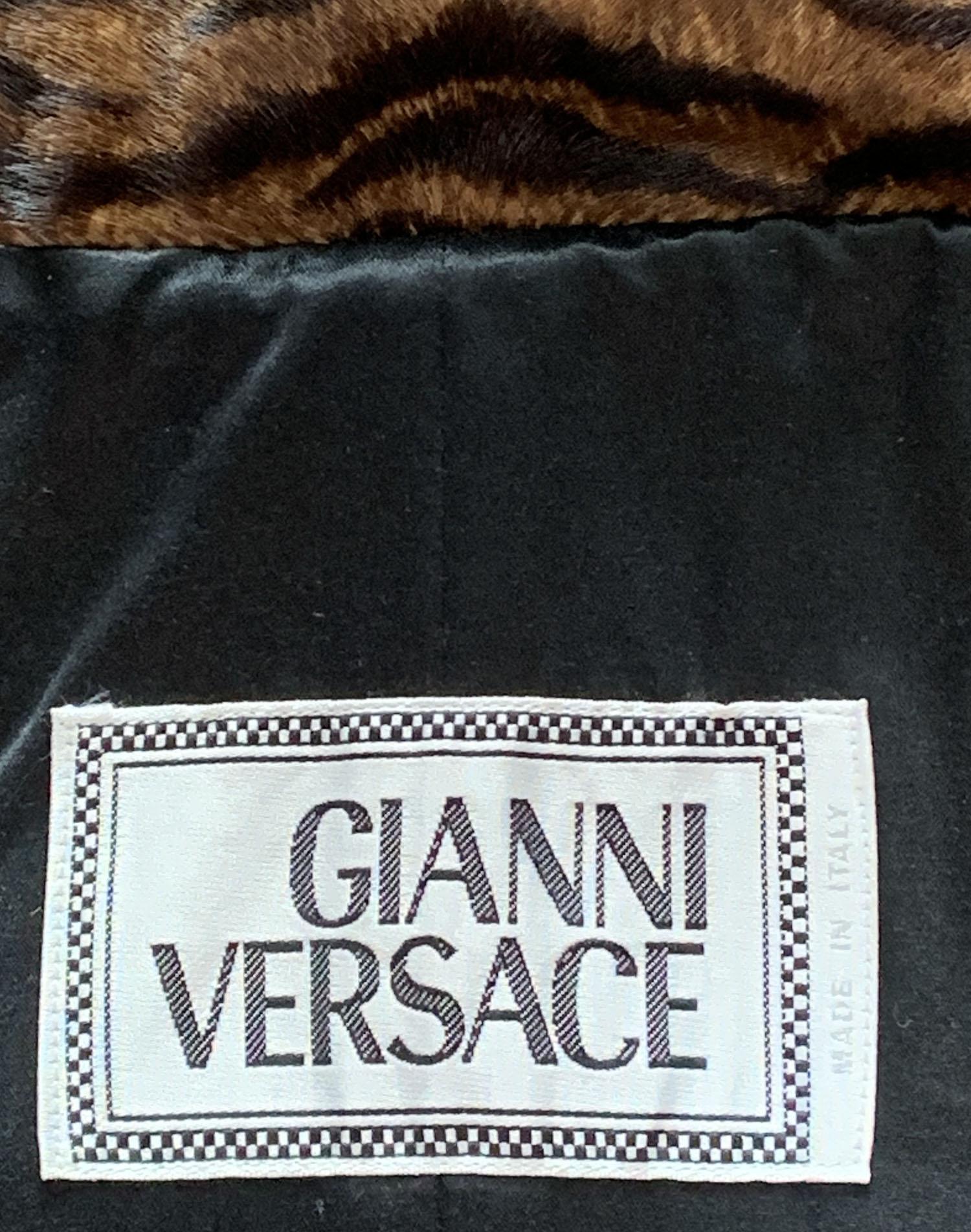 NEU Vintage Gianni Versace Pelz-Ledermantel für Herren mit Zebramuster Italienisch 56  US 46 im Angebot 8