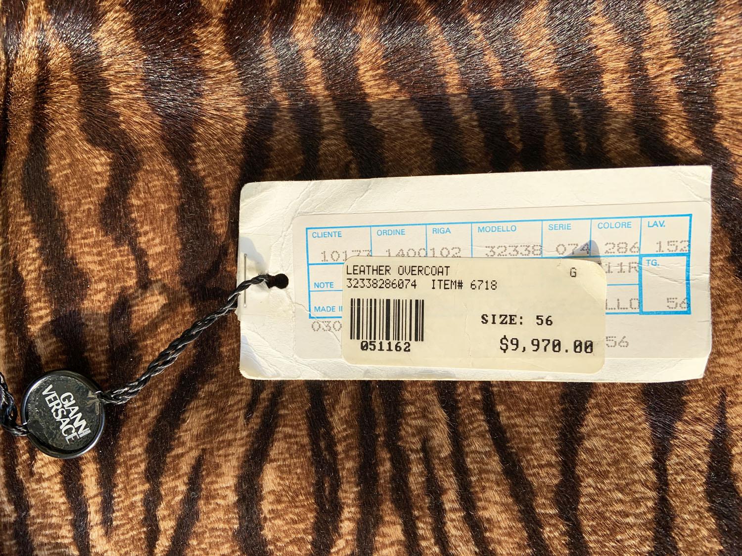 NWT Vintage Gianni Versace Zebra Print Fur Leather Men's Coat Italian 56  US 46 For Sale 13
