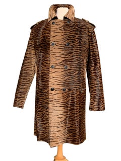 NWT Vintage Gianni Versace Zebra Print Fur Leather Men's Coat Italian 56  US 46