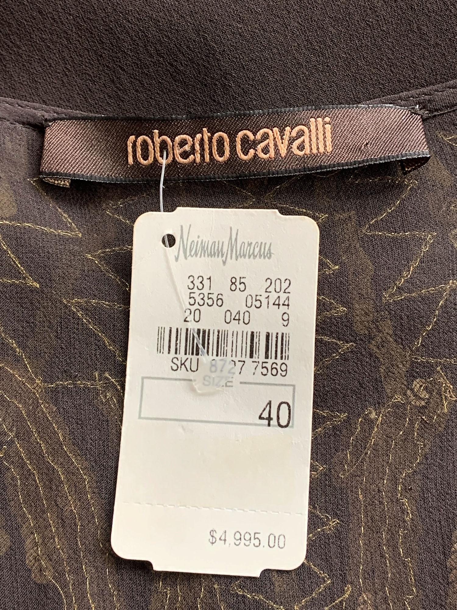 NWT Vintage Roberto Cavalli 2008 Collection Silk Brown Illusion Lace Dress It 40 For Sale 5