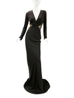 NWT Vintage Roberto Cavalli 2008 Collection Silk Brown Illusion Lace Dress It 40