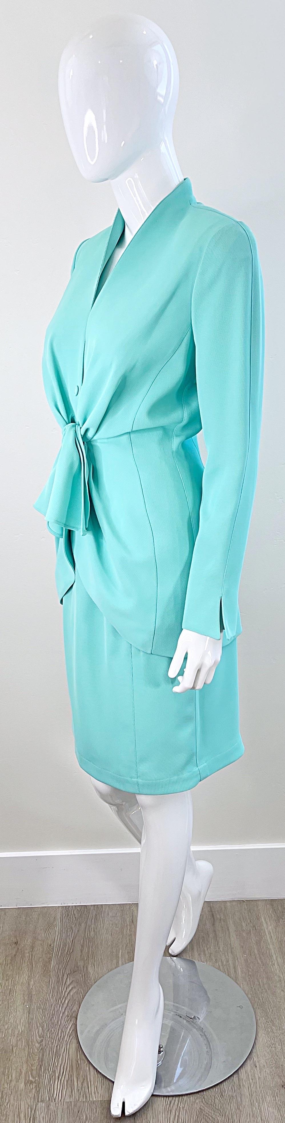NWT Vintage Thierry Mugler F/W 1988 Mint Blue Size 38 1980s Skirt Suit For Sale 6