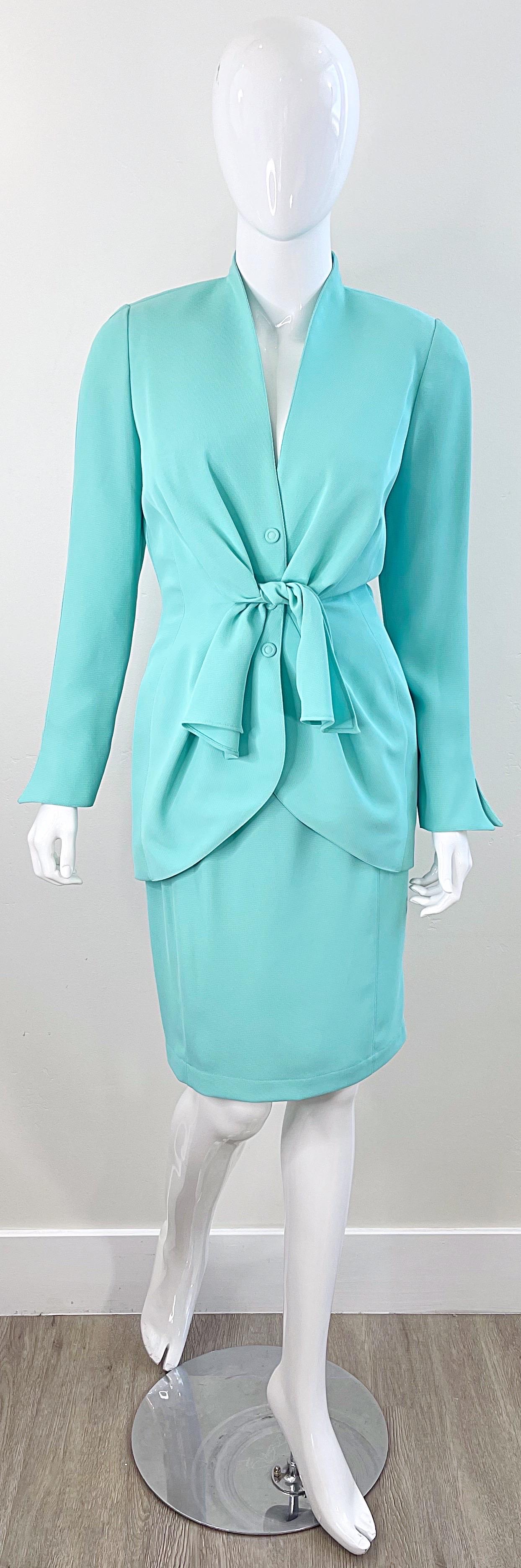 NWT Vintage Thierry Mugler F/W 1988 Mint Blue Size 38 1980s Skirt Suit For Sale 10
