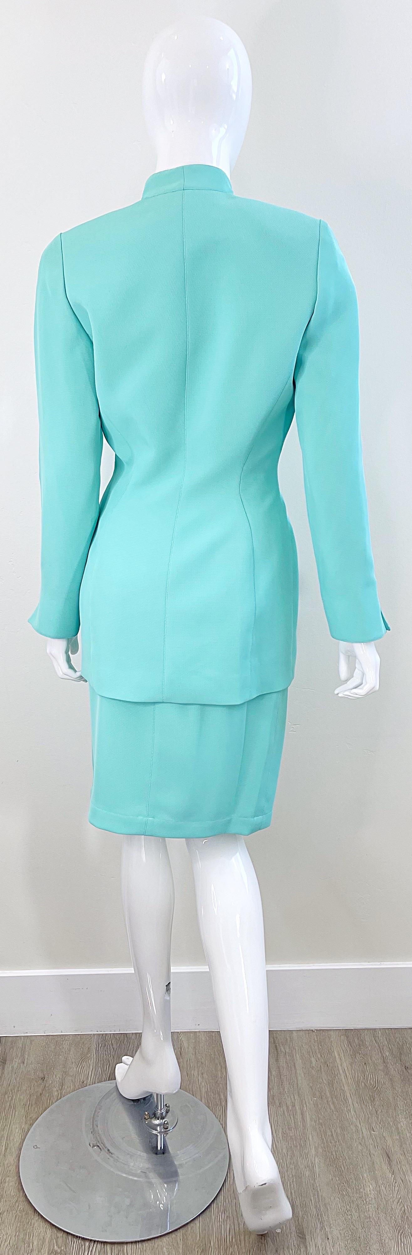 NWT Vintage Thierry Mugler F/W 1988 Mint Blue Size 38 1980s Skirt Suit For Sale 1