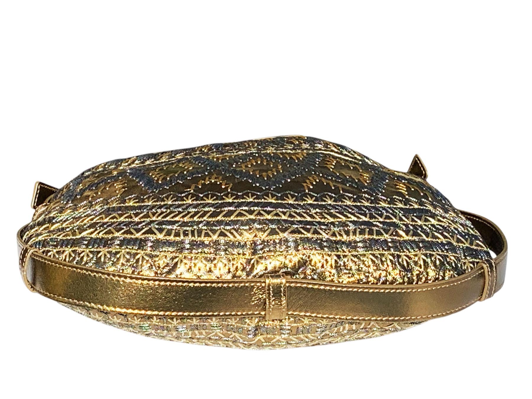 NWT Vintage Tom Ford for Yves Saint Laurent Mombasa Gold Leather Embroidered Bag In New Condition For Sale In Montgomery, TX