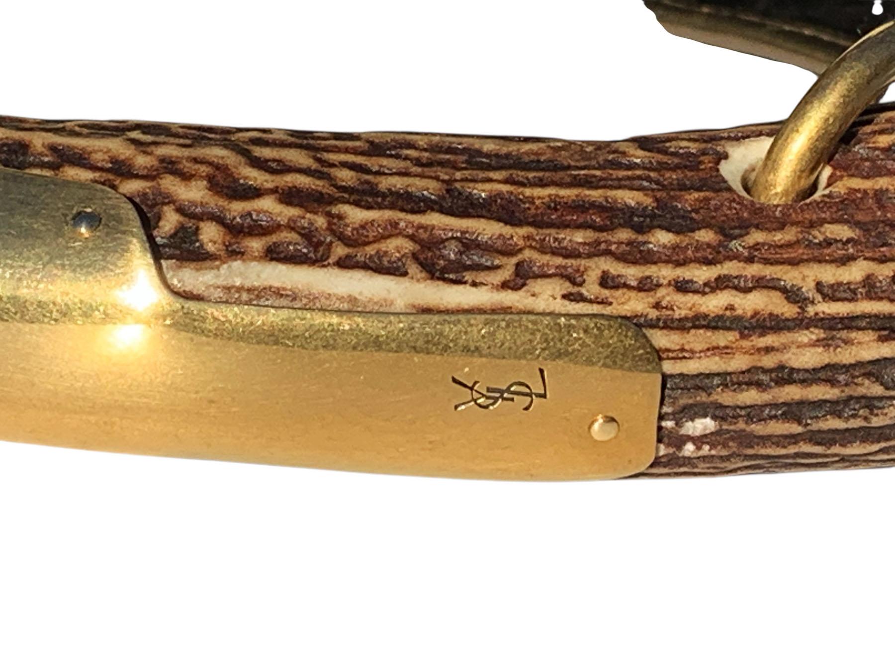 NWT Vintage Tom Ford for Yves Saint Laurent Mombasa Gold Leather Embroidered Bag For Sale 2