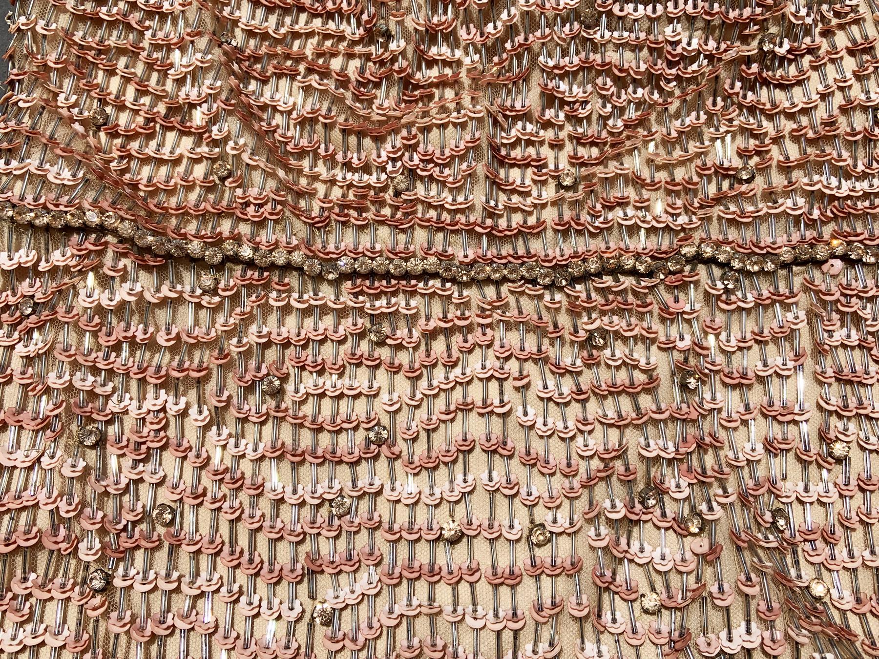 NWT Vintage Valentino Fully Beaded Blush Pink Open Back Cocktail Dress It 40 For Sale 5