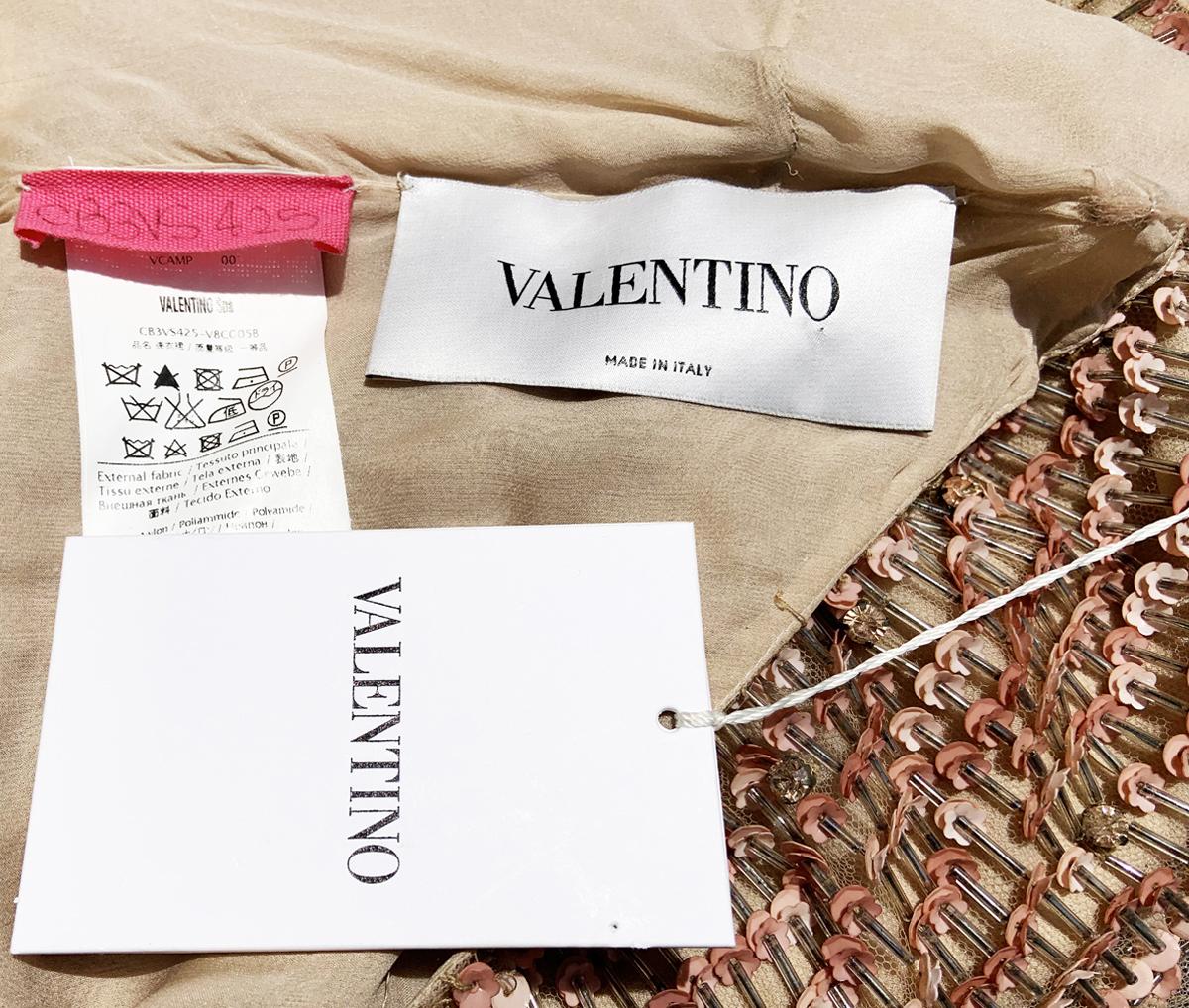 NWT Vintage Valentino Fully Beaded Blush Pink Open Back Cocktail Dress It 40 For Sale 8