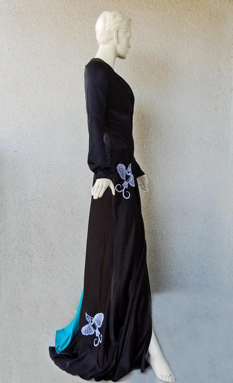 Women's NWT Vionnet Runway Deco Inspired Sultry Black Dress Gown For Sale