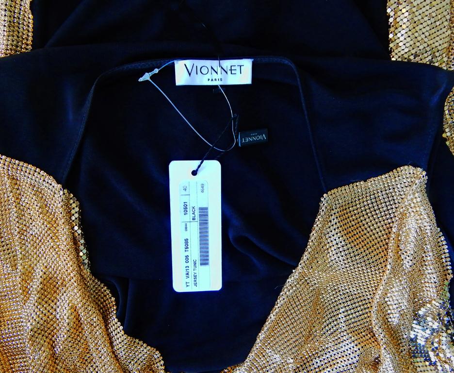 Women's NWT Vionnet Gold Asymmetric Chain Mail Mini Dress