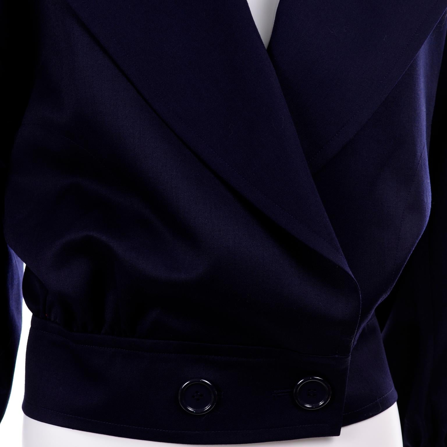 Deadstock Yves Saint Laurent YSL Vintage 1980s Navy Blue Jacket W/ Epaulettes 40 2