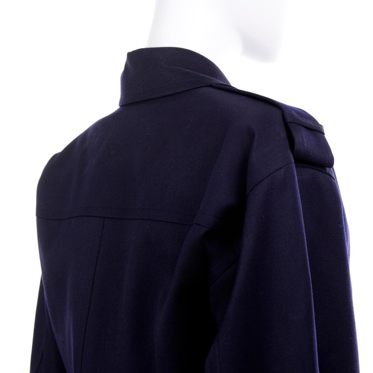 NWT YSL Vintage 1980s Navy Blue Jacket W/ Epaulettes Size 40 With Tag ...