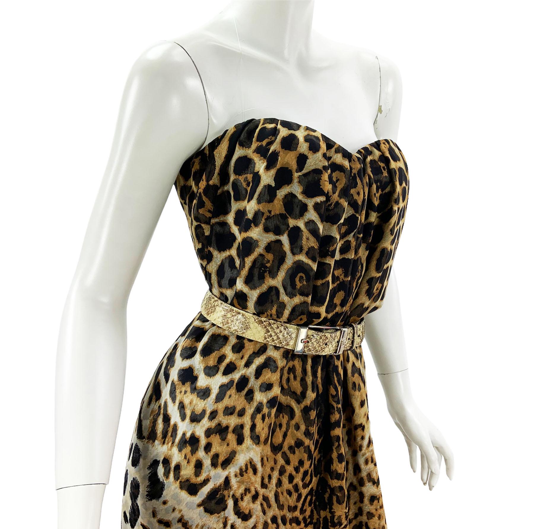 NWT Yves Saint Laurent 2012 Collection Silk Leopard Print Corset Maxi Dress Fr40 For Sale 7