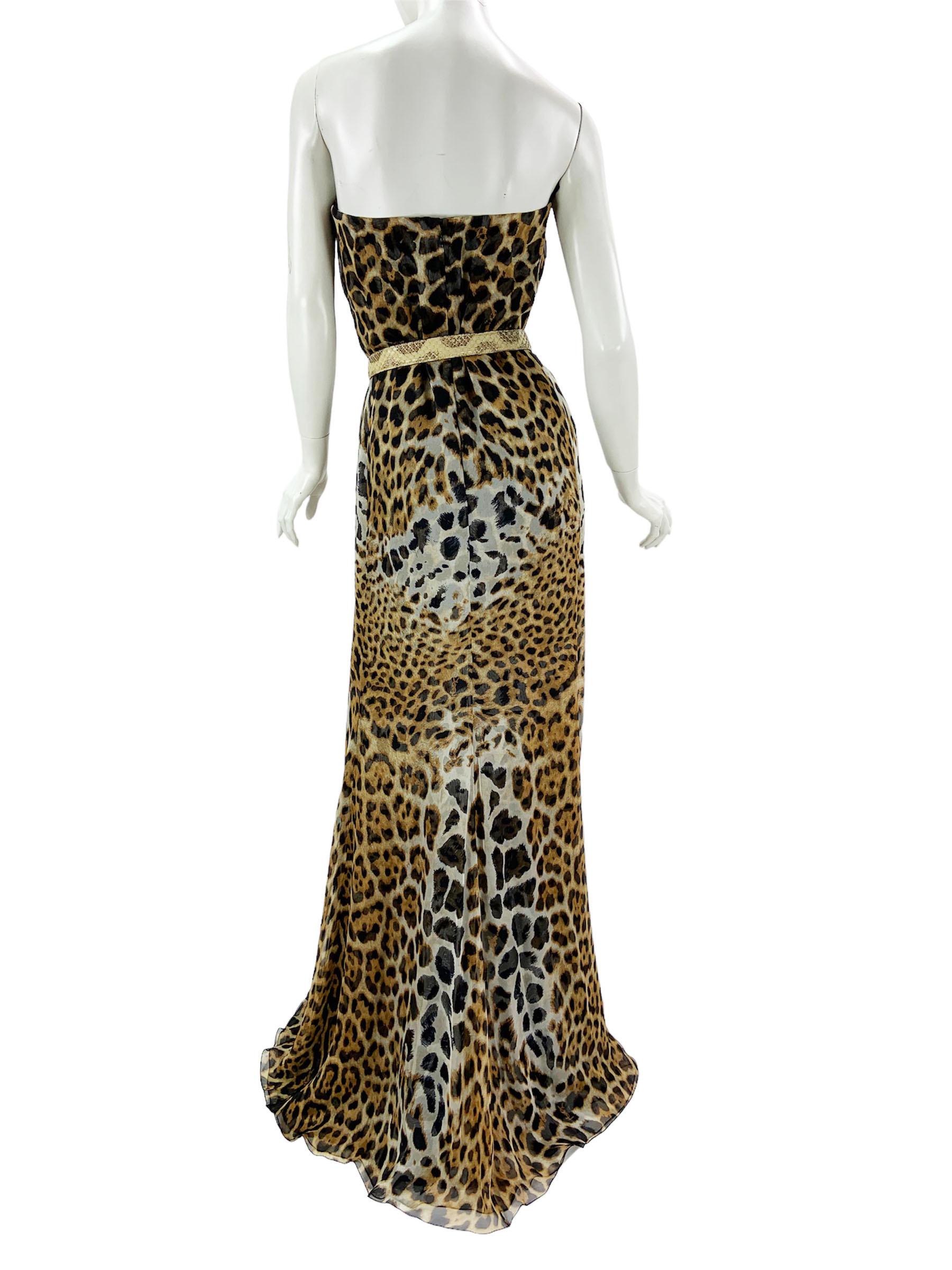 Neu mit Etikett Yves Saint Laurent 2012 Kollektion Maxikleid aus Seide mit Leopardenmuster Fr40 im Angebot 3