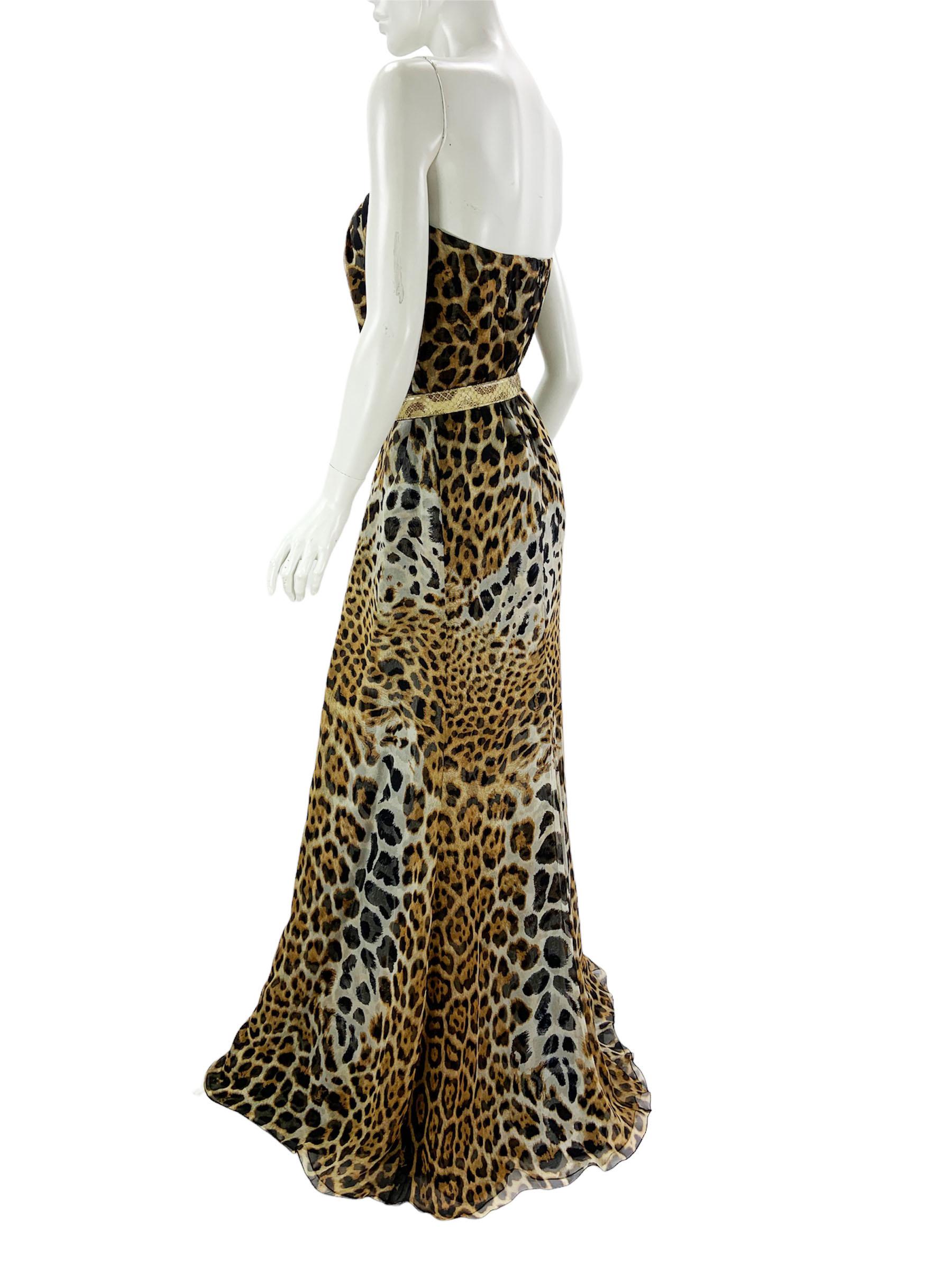 NWT Yves Saint Laurent 2012 Collection Silk Leopard Print Corset Maxi Dress Fr40 For Sale 4