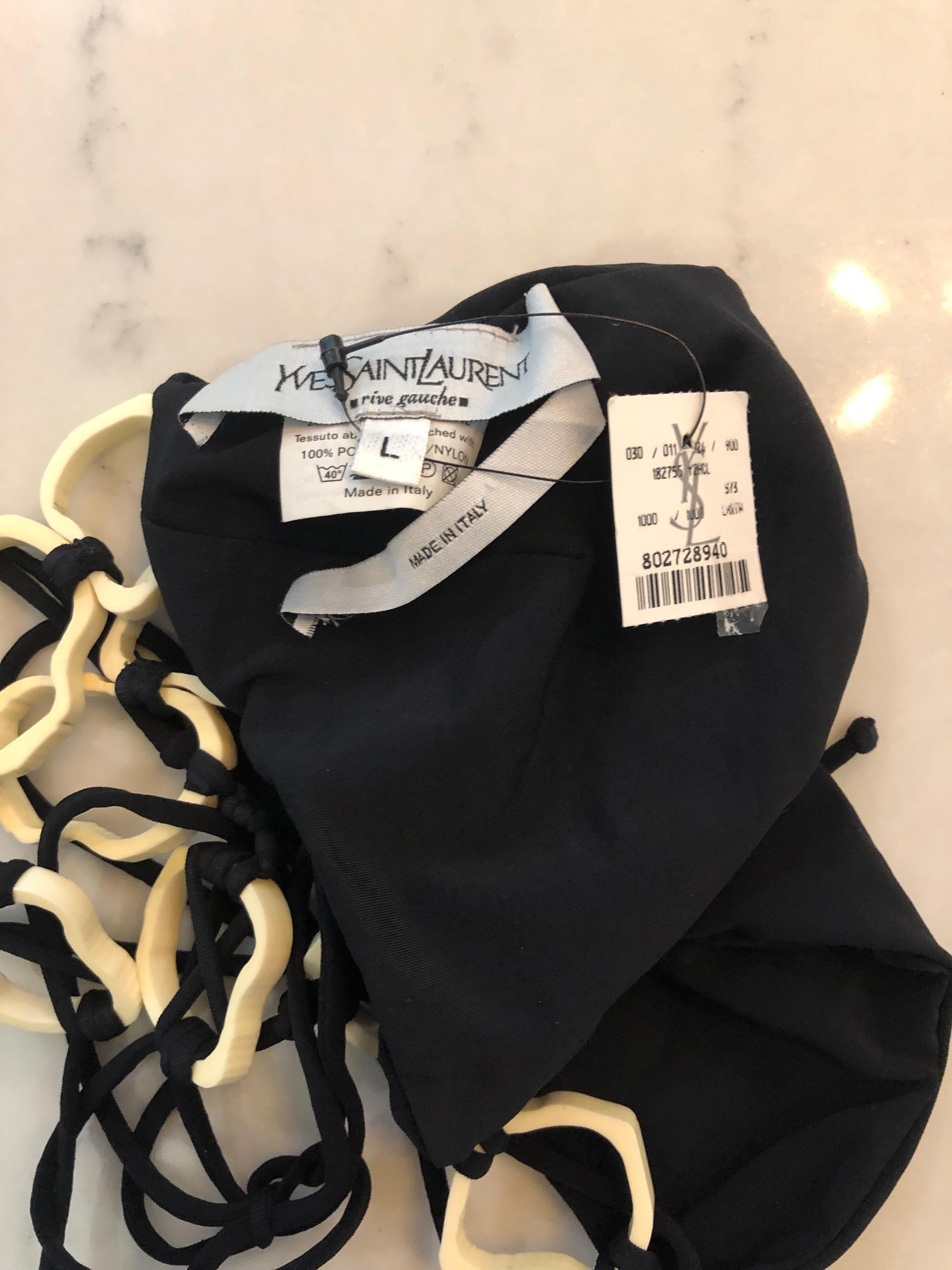 NWT Yves Saint Laurent Tom Ford YSL Size Large Black String Halter Bikini Top For Sale 8