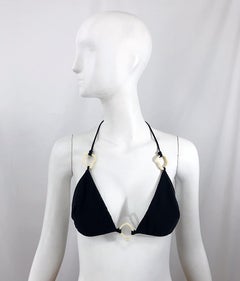 NEU Yves Saint Laurent Tom Ford YSL Größe Large Schwarz String Halter Bikini Top, neu mit Schnürung