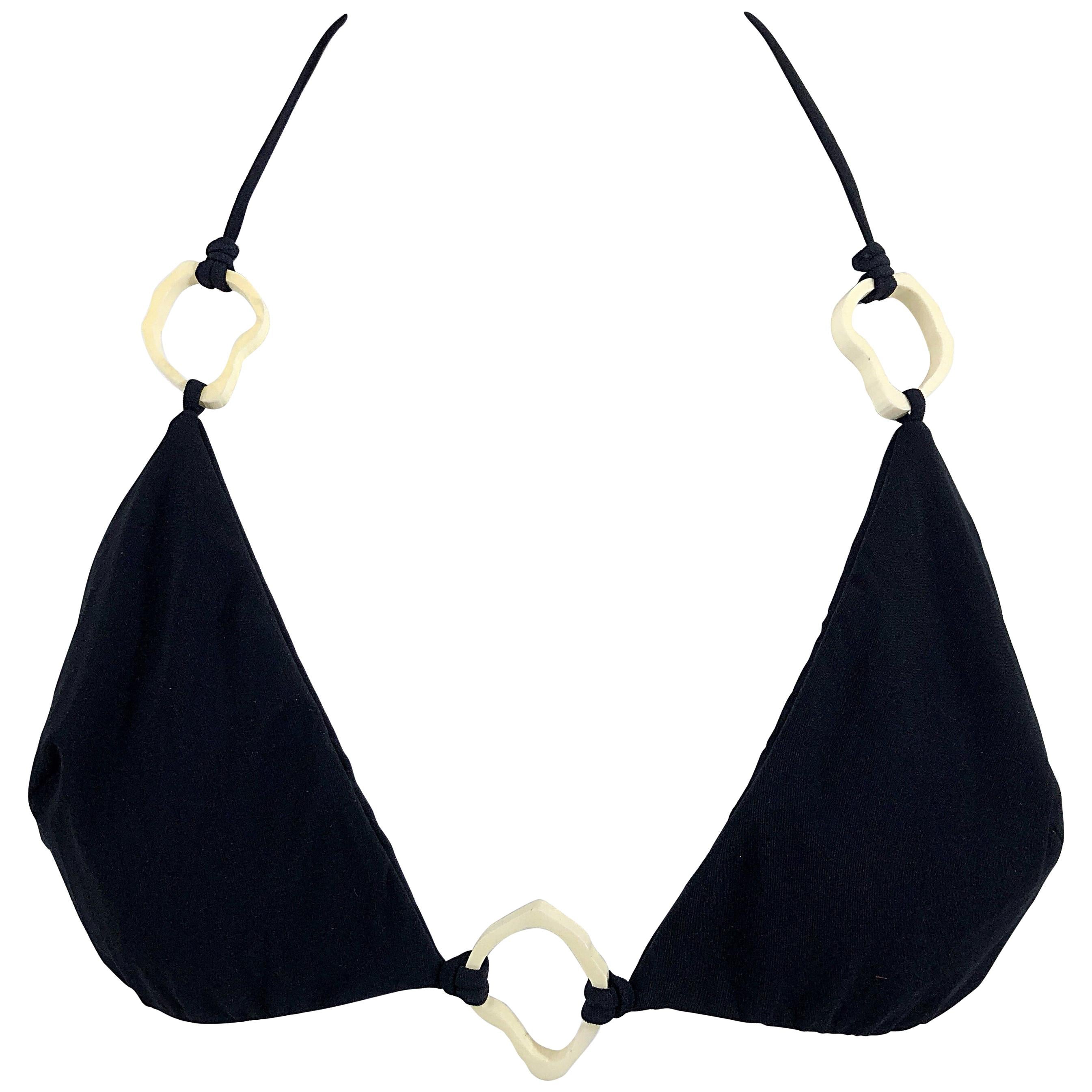 NWT Yves Saint Laurent Tom Ford YSL Size Large Black String Halter Bikini Top