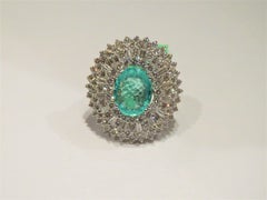 NWT $48K 18KT Rare Exquisite Certified Lrg Fancy Glittering Paraiba Diamond Ring
