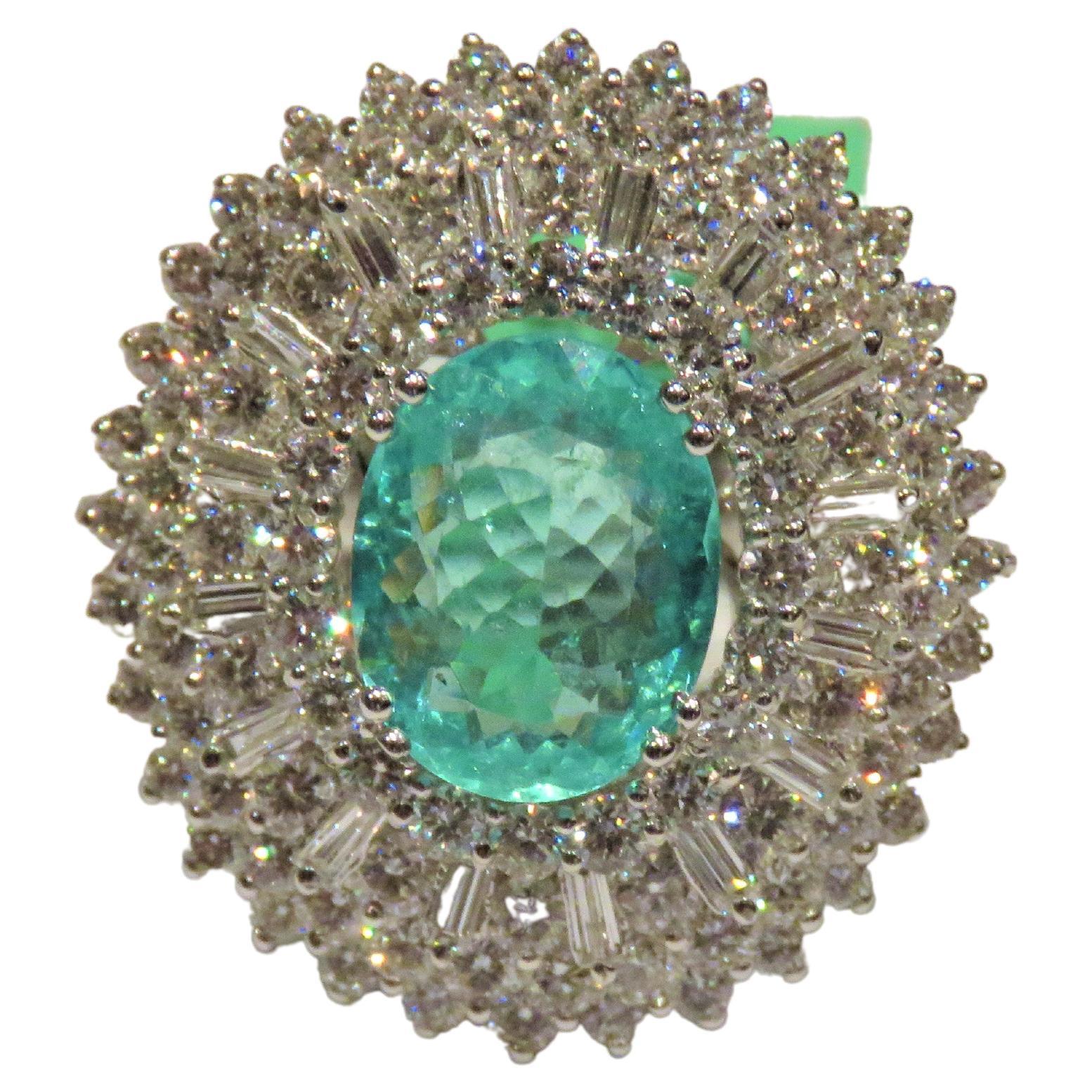 NEU $48K 18KT Seltener exquisite zertifizierter Lrg Fancy Glittering Paraiba Diamantring im Angebot