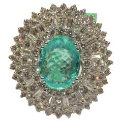 NWT $48K 18KT Rare Exquisite Certified Lrg Fancy Glittering Paraiba Diamond Ring