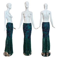 NWT's EMANUEL UNGARO 2005 Vintage Silk Ruched Paisley Runway Print Maxi Skirt