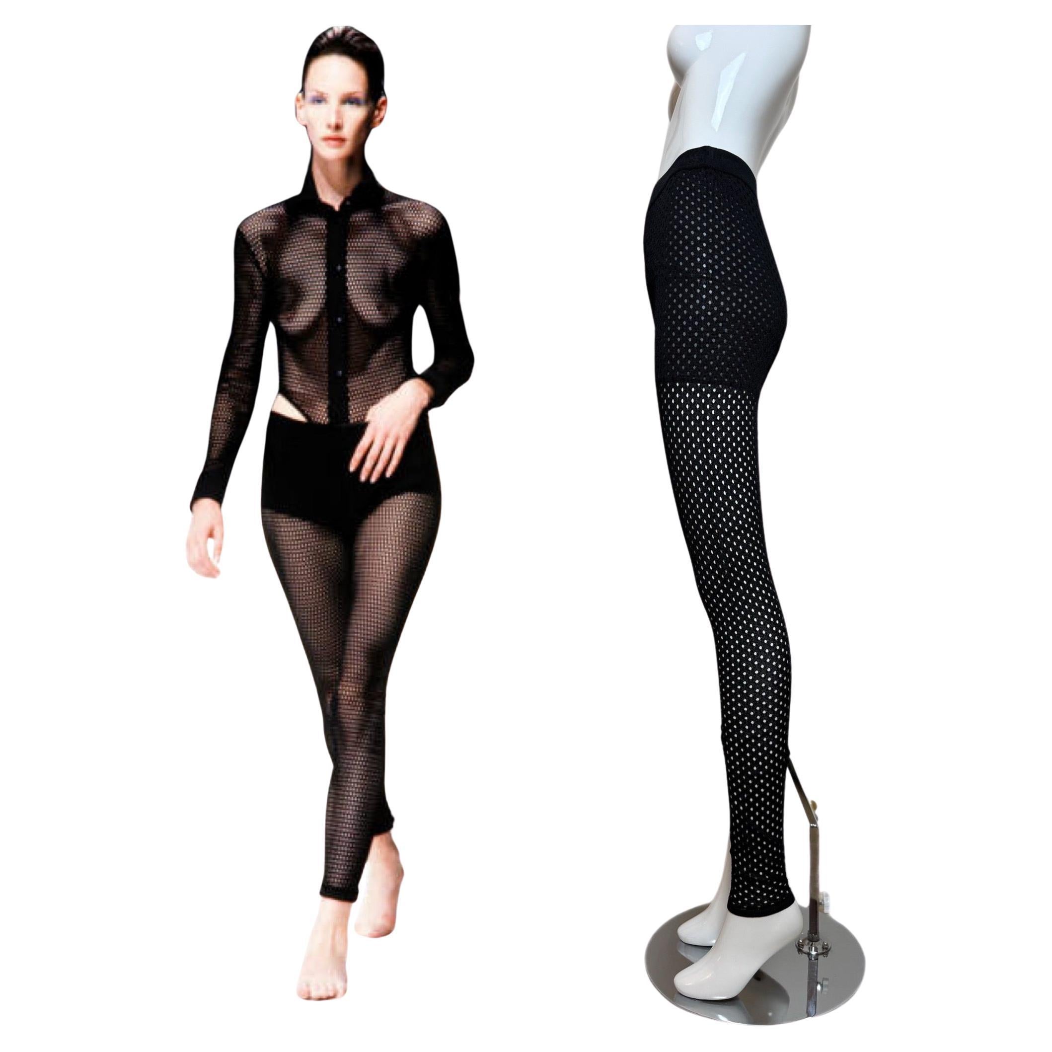 nwt
s GIANFRANCO FERRE 1995 Vintage Runway Black Net Tights/Leggings