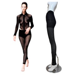 nwt
s GIANFRANCO FERRE 1995 Vintage Runway Black Net Tights/Leggings