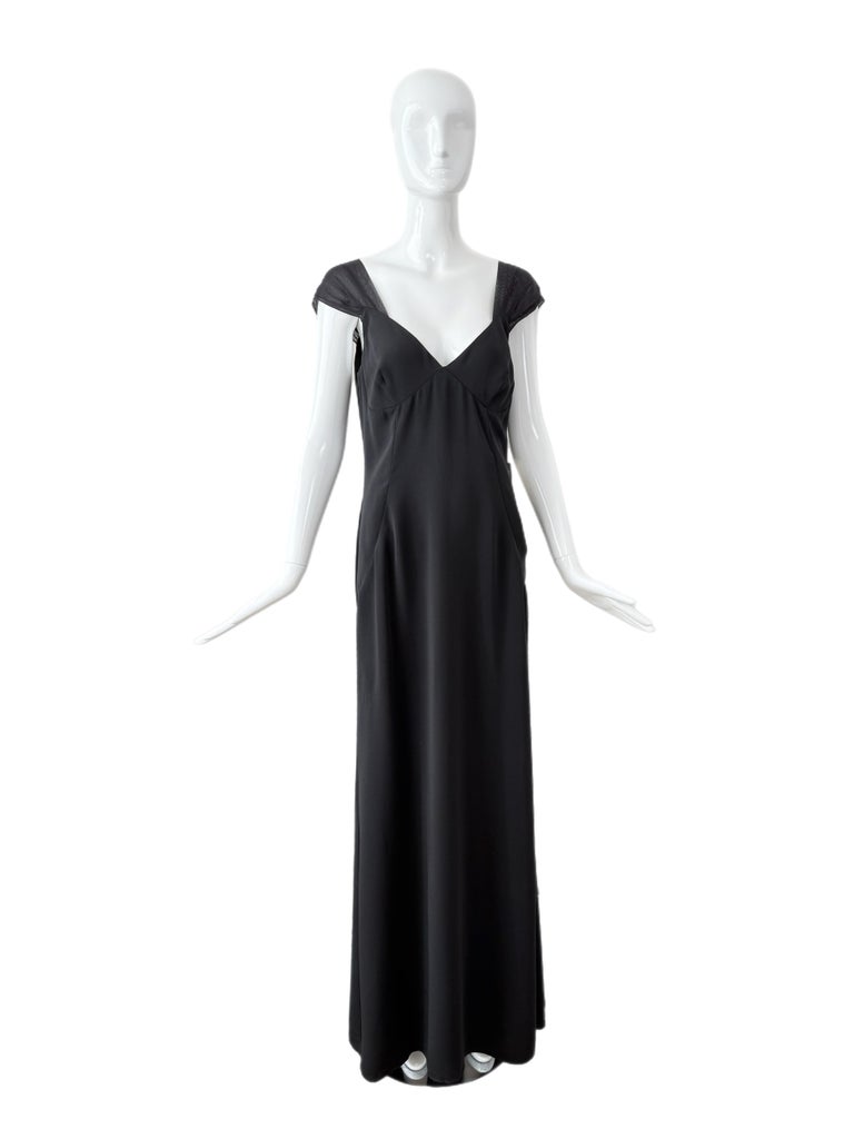 valentino dress vintage 98 black embellished tassel backless sequin maxi gown 120 cm / 47.2 in VALENTINO 1997 Purple & Silver
