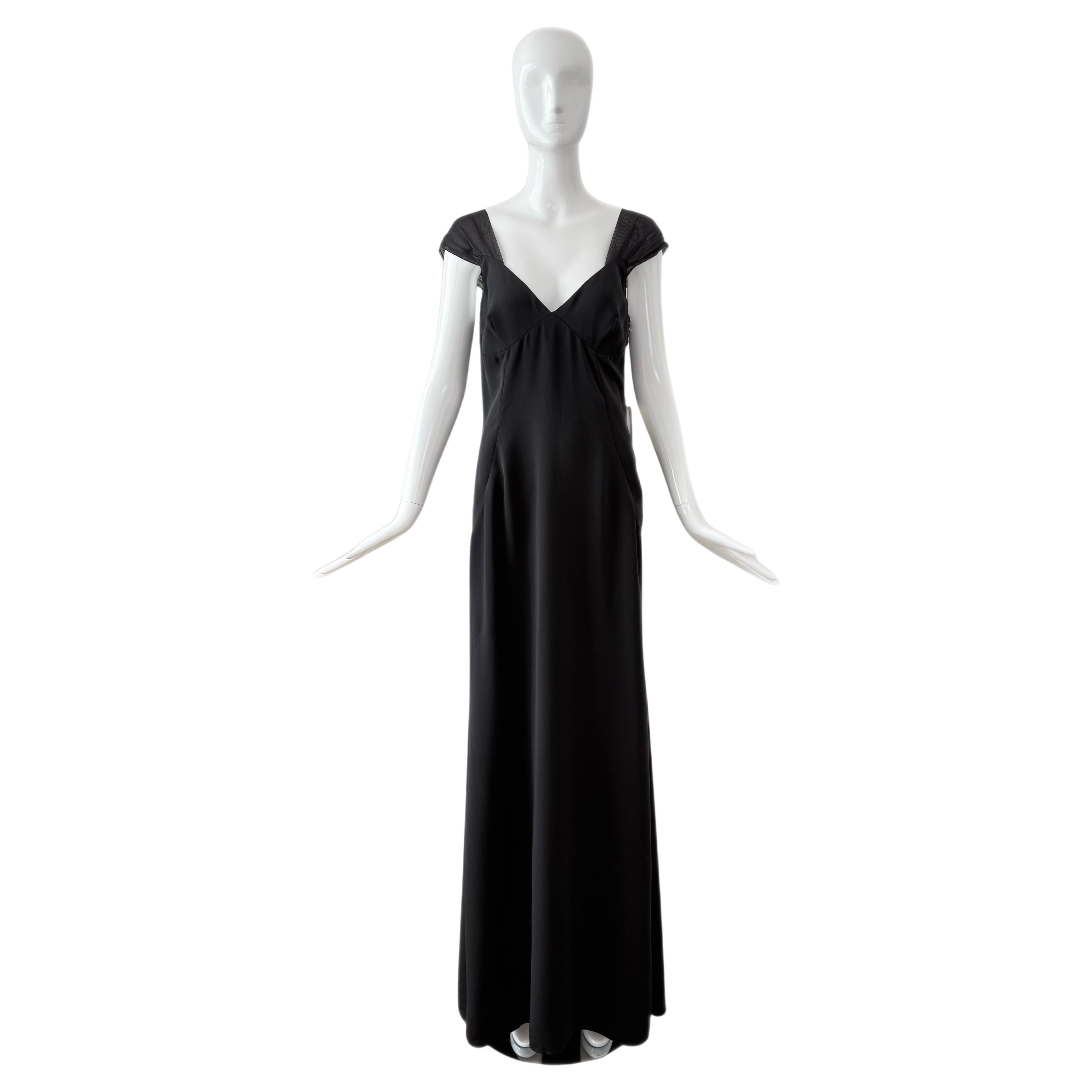 nwt
s IT46 VALENTINO Vintage Black Evening Gown Long Maxi Dress