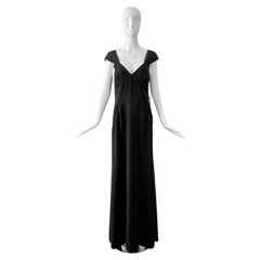 nwt
s IT46 VALENTINO Vintage Black Evening Gown Long Maxi Dress