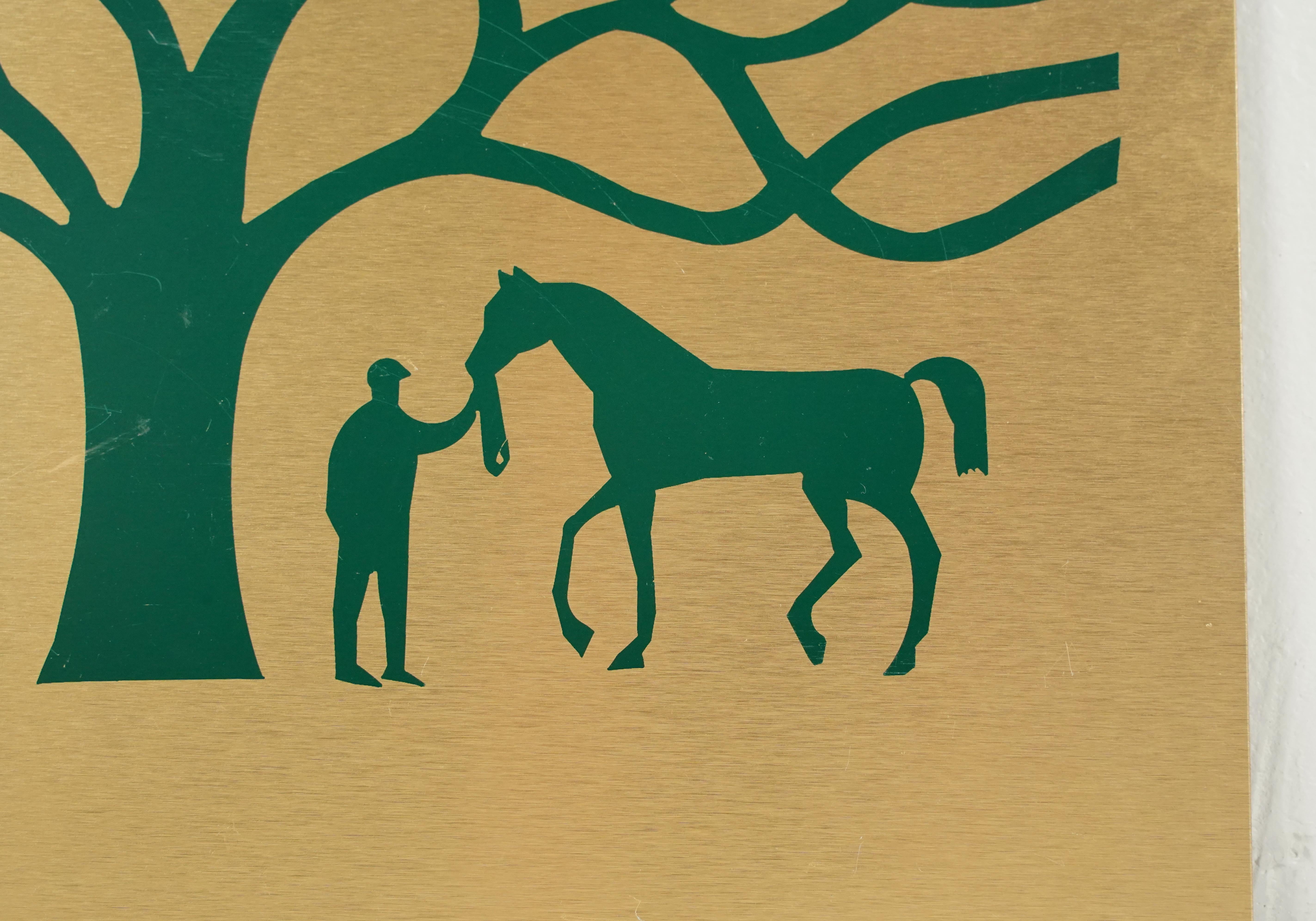NY Belmont Racetrack Logo Messing Wandschild (20. Jahrhundert) im Angebot