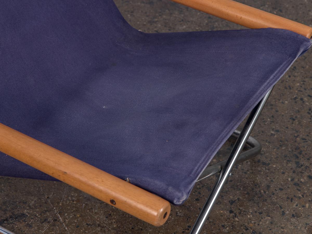 Mid-Century Modern NY Blue Folding Sling Chair by Takeshi Nii