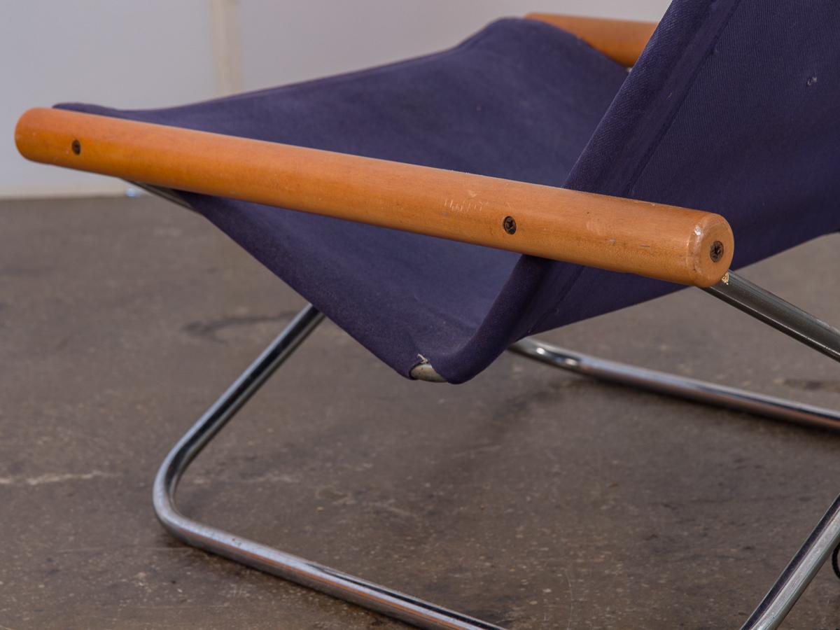 20th Century NY Blue Folding Sling Chair by Takeshi Nii