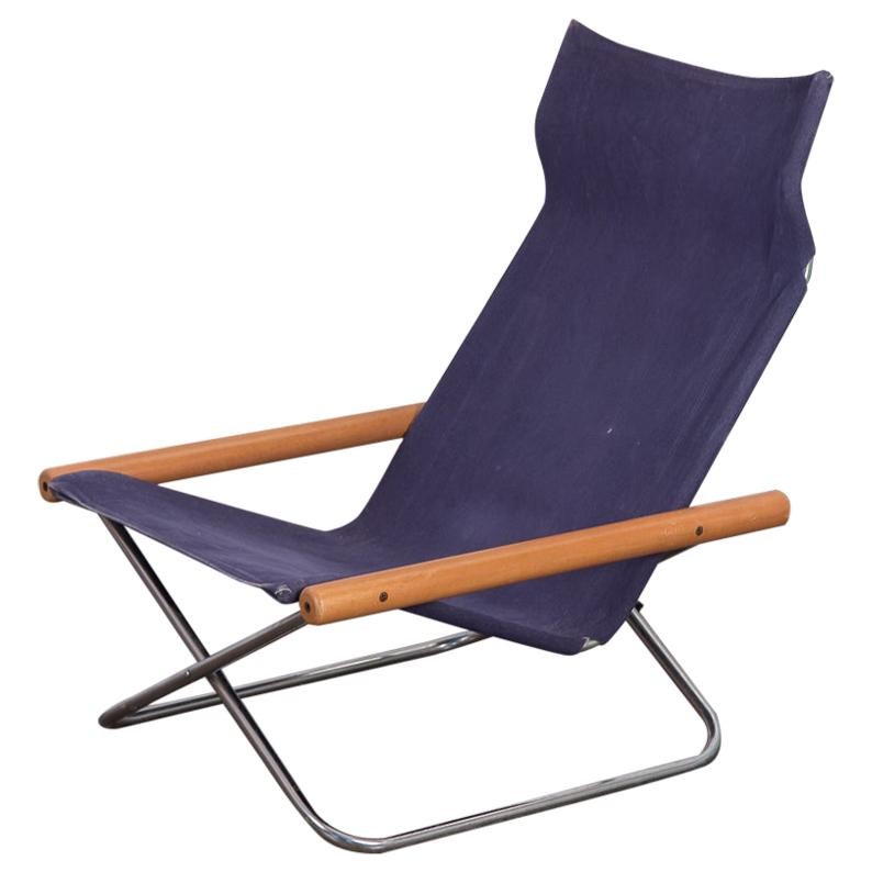 NY Blue Folding Sling Chair by Takeshi Nii