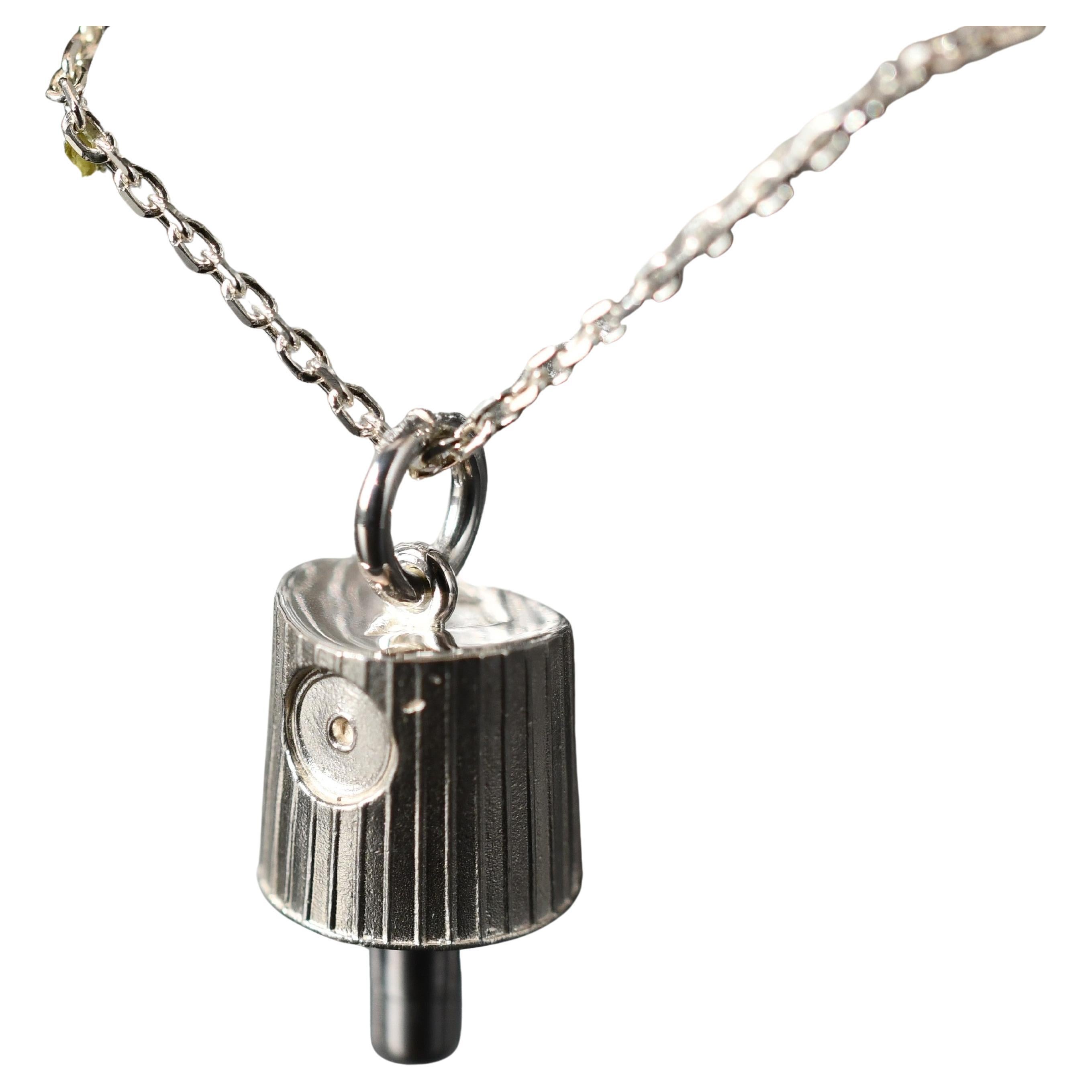 Christopher Bilton Sterling Silver New York Fat Cap Pendant Necklace For Sale