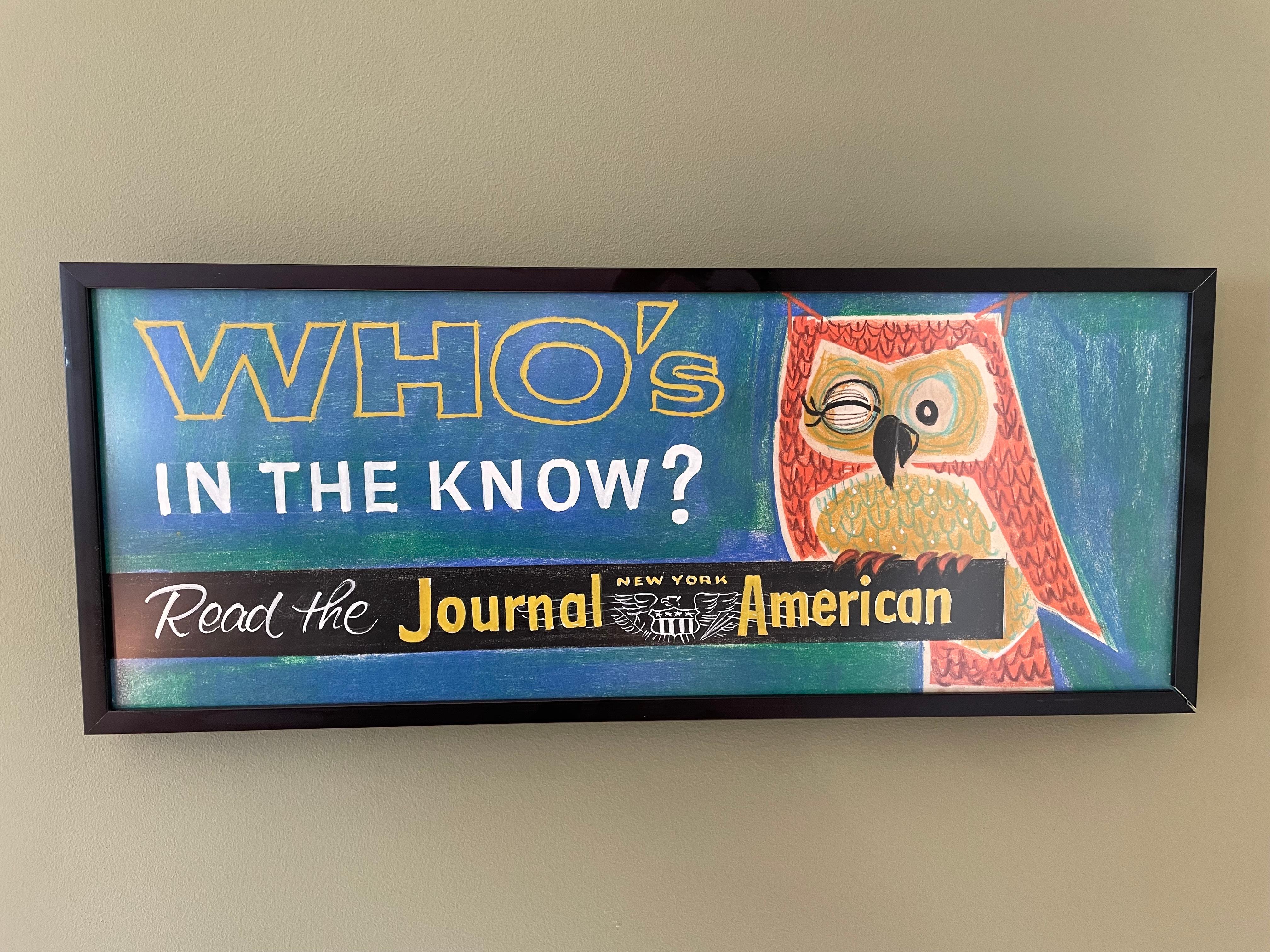 Fantastic find! Believed to be a one-of-a-kind maquette, this was possibly a billboard work up for the New York Journal American. Closed in the 1966, the newspaper was known for color and this piece is right on point. Gorgeous shades of blues and