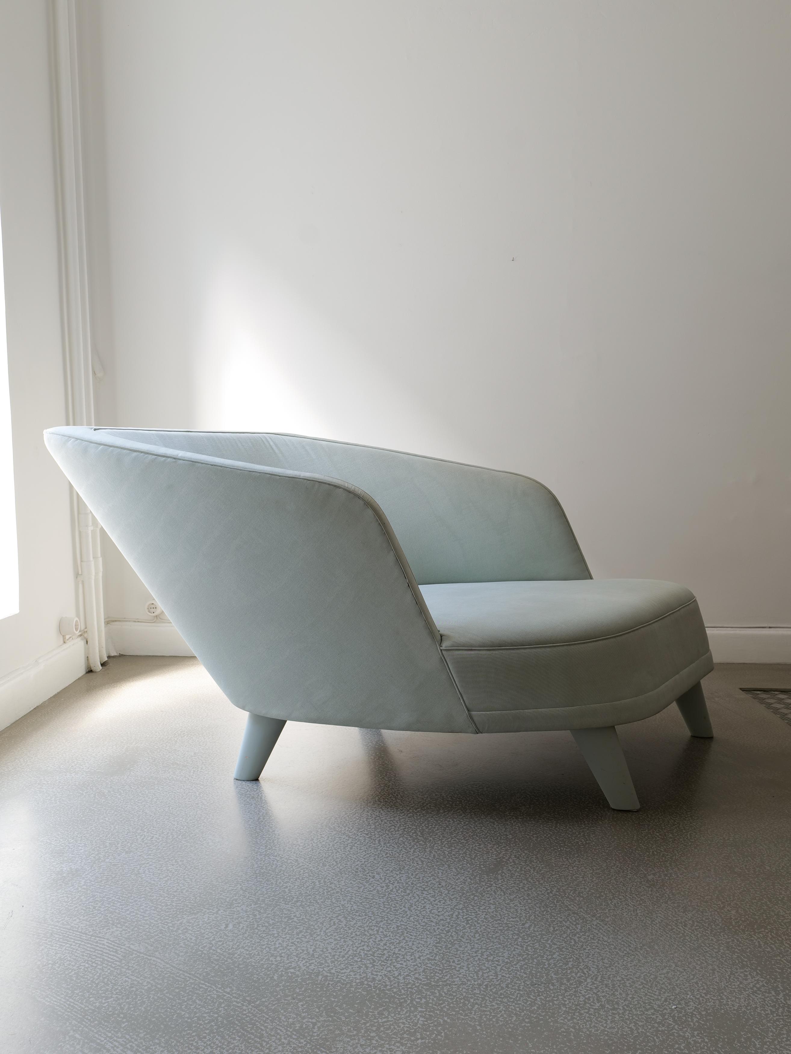 Nya Berlin chair designed in 2010 by Andreas Bozarth Fornell (born 1977), Christian Halleröd (born 1974) and Jonny Johansson (Creative Director and co-founder Acne Studios. Born 1969). 

A 3D distorted design of a classic Swedish Carl Malmsten sofa