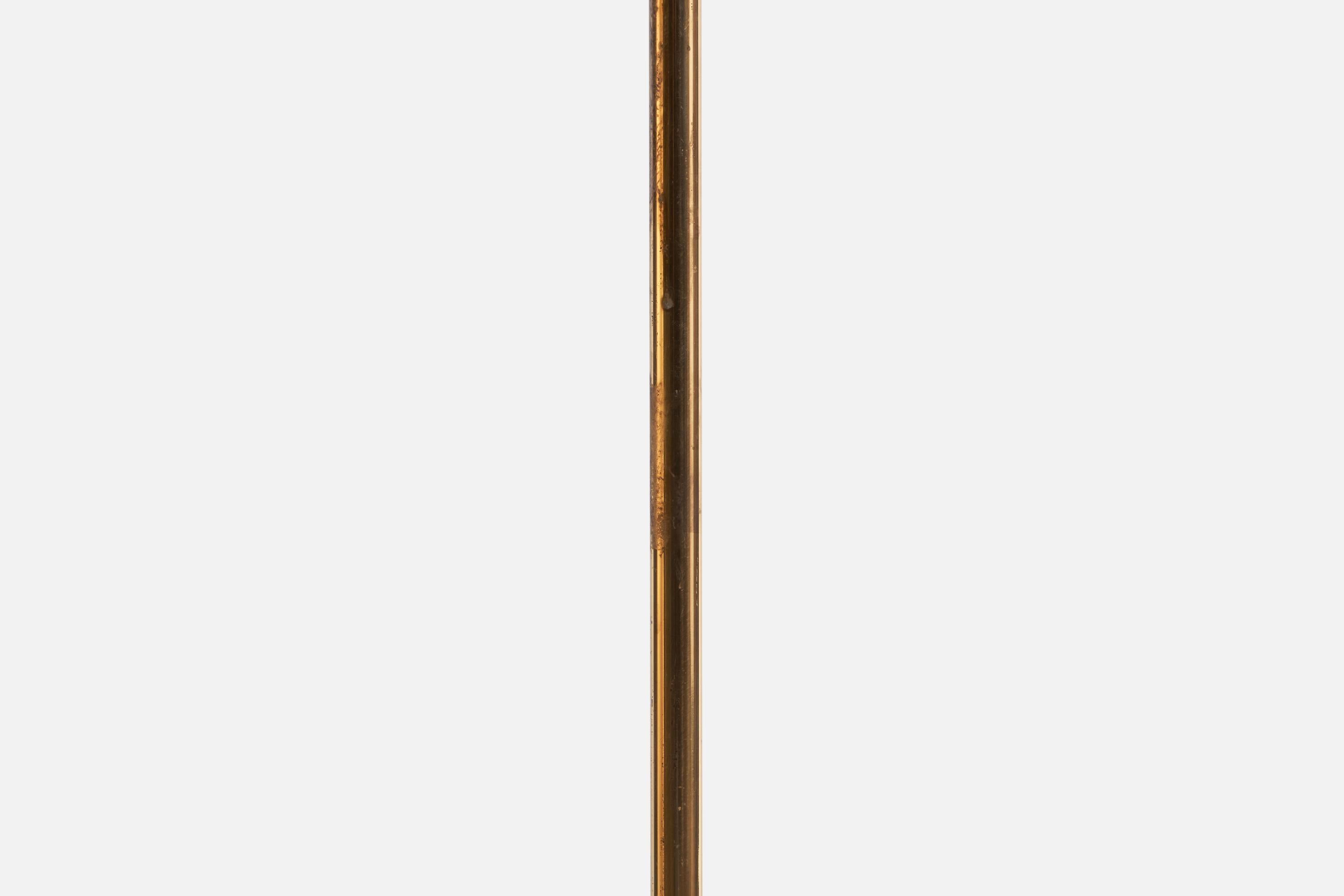 Nya Öia, Floor Lamp, Brass, Fabric, Sweden, 1970s In Good Condition For Sale In High Point, NC