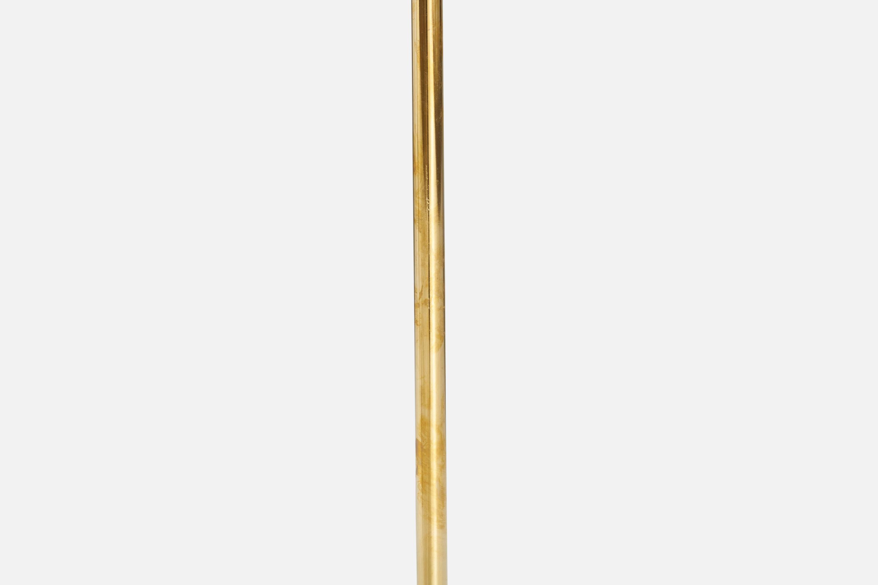 Nya Öia, Floor Lamp, Brass, Rattan, Sweden, 1970s In Good Condition For Sale In High Point, NC