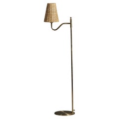 Nya Öia, Floor Lamp, Brass, Rattan, Sweden, 1970s