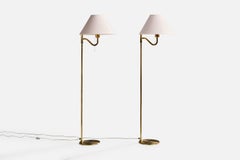 Nya Öia, Floor Lamps, Brass, Fabric, Sweden, 1970s