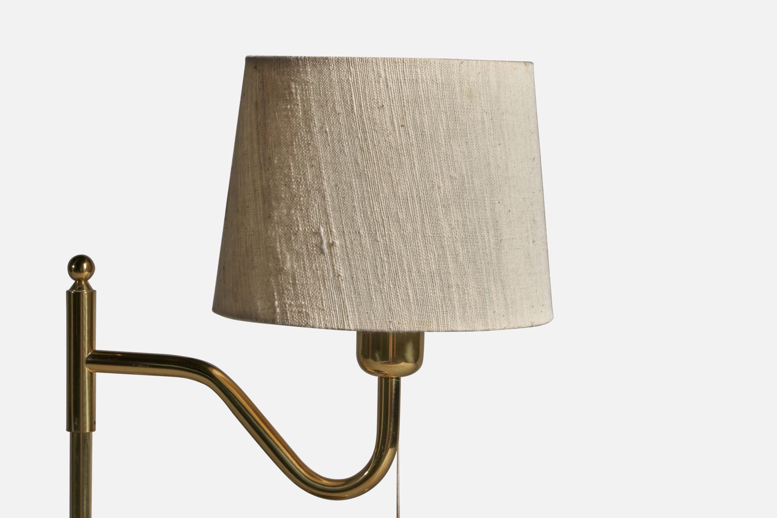 Nya Öia, Table Lamps, Brass, Fabric, Sweden, 1970s In Good Condition For Sale In High Point, NC