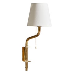 Nya Öia, Wall Light, Brass, Fabric, Sweden, 1980s