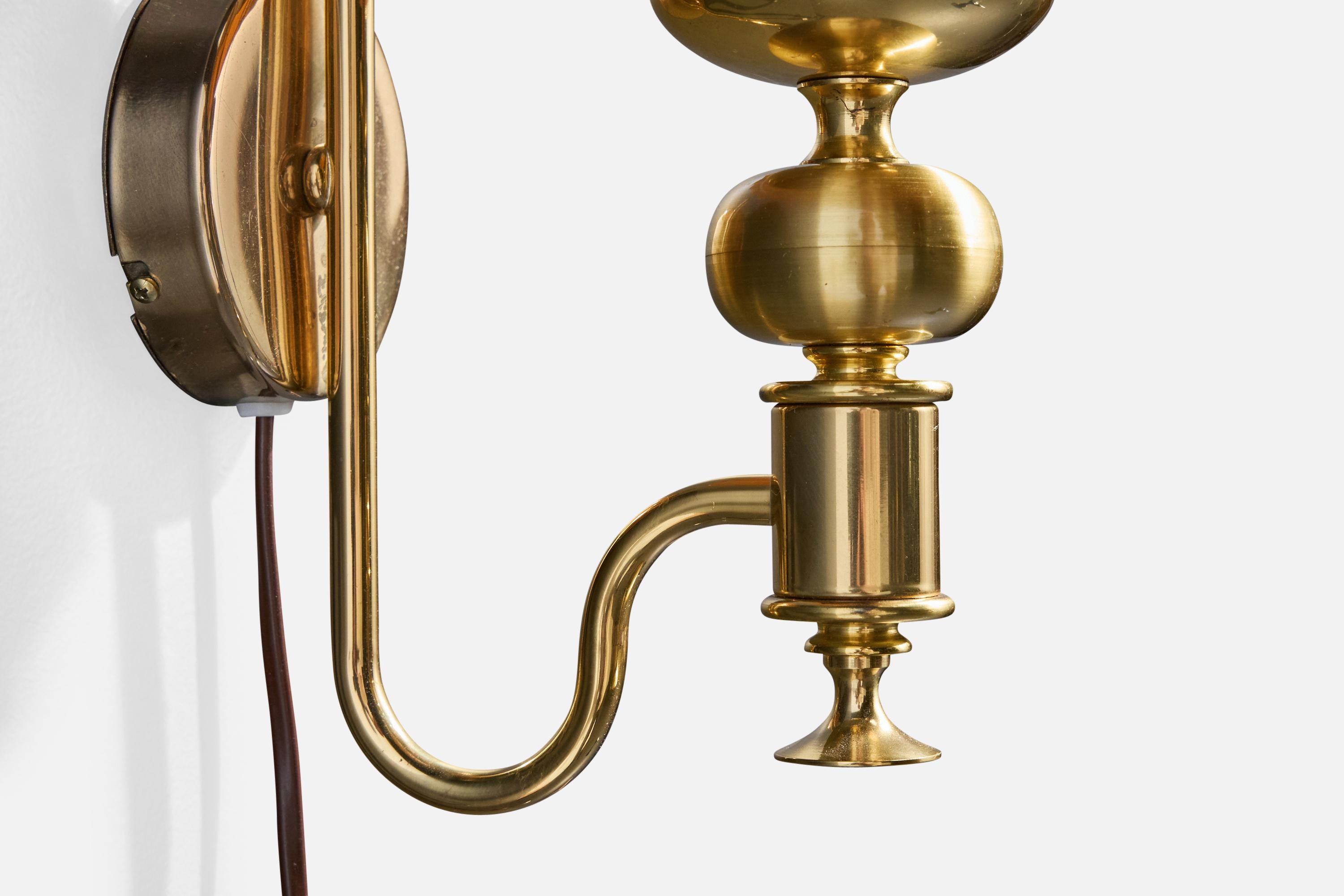 Nya Öia, Wall Lights, Brass, Fabric, Sweden, 1990s For Sale 2