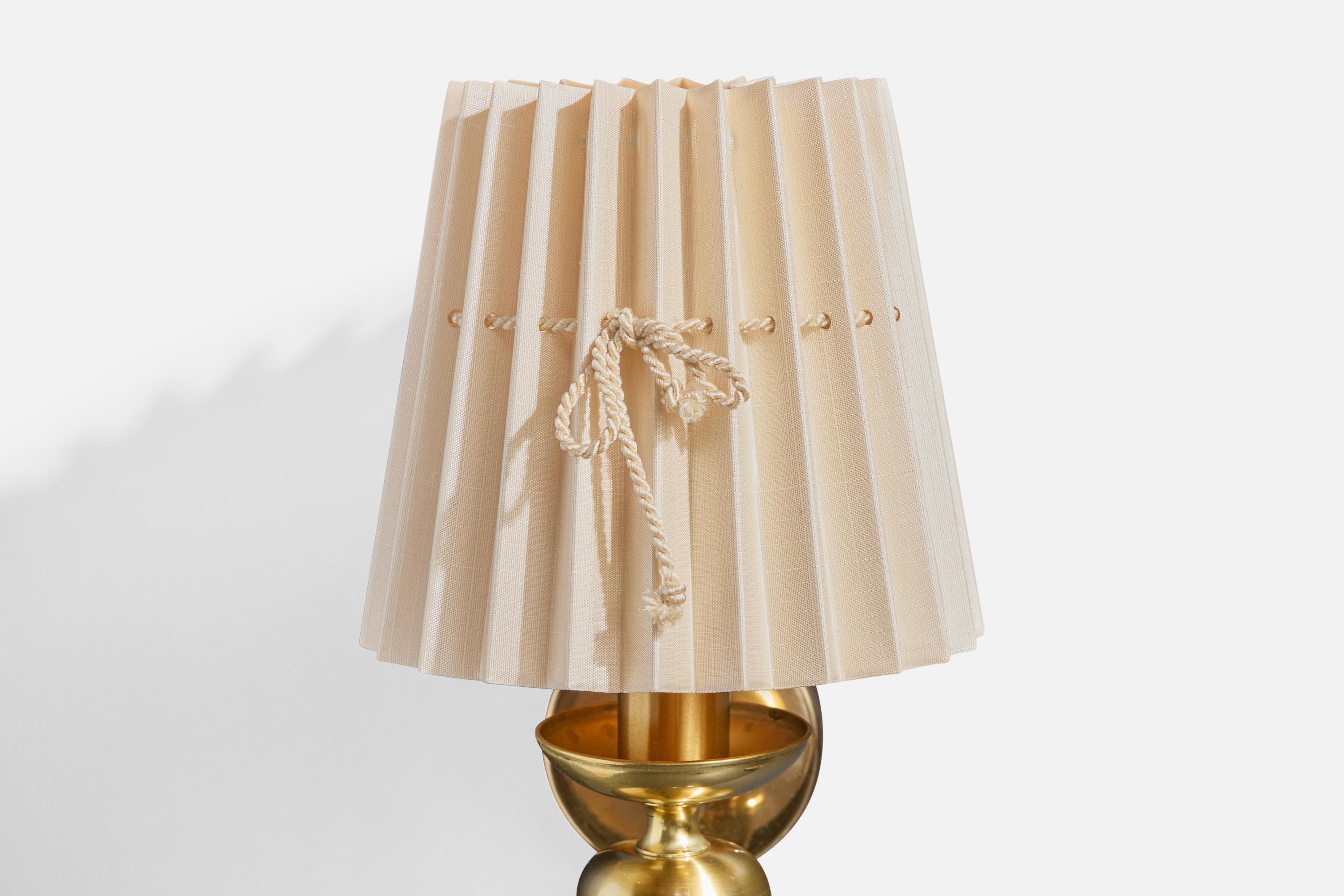 Nya Öia, Wall Lights, Brass, Fabric, Sweden, 1990s For Sale 3