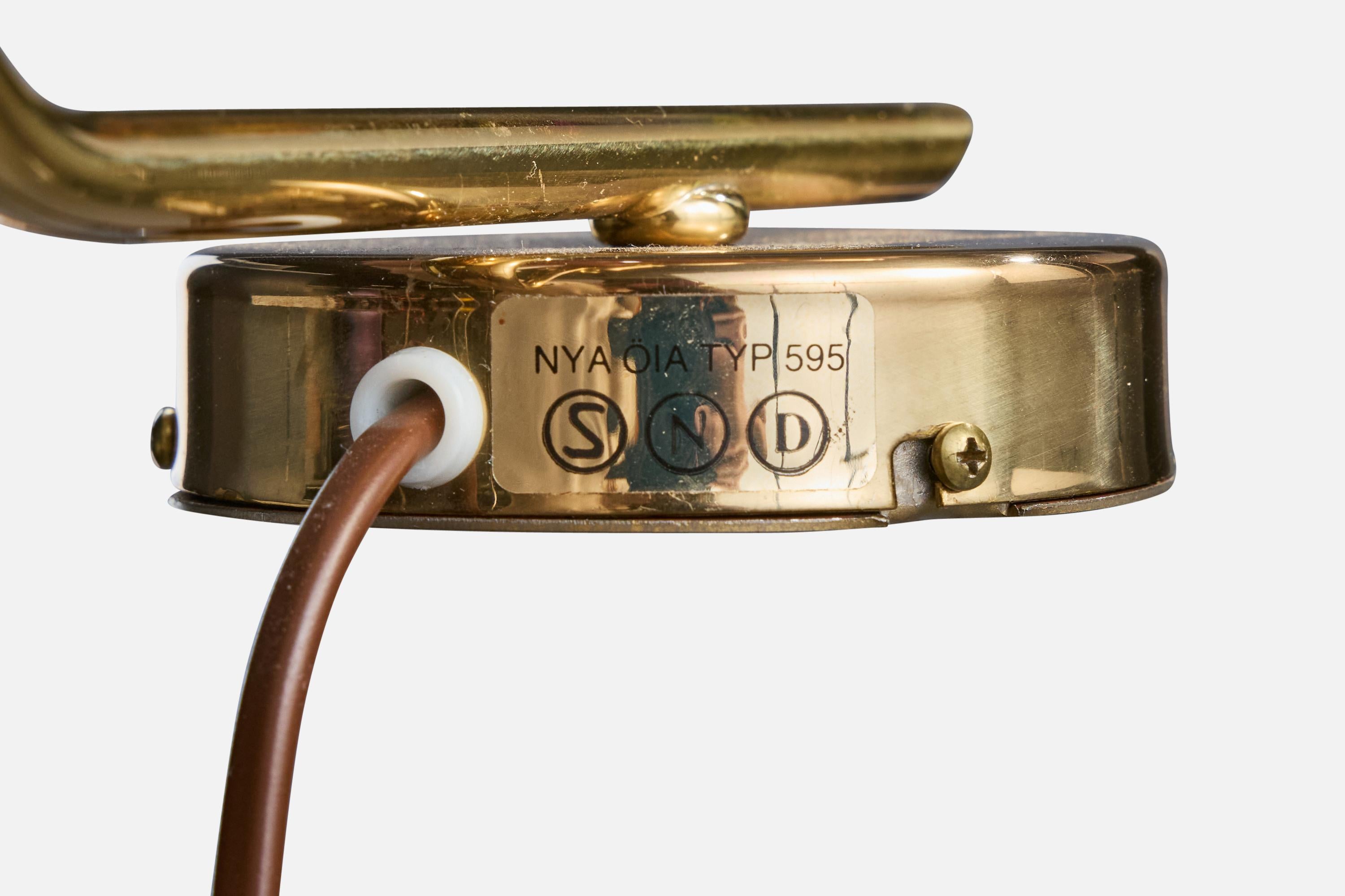 Nya Öia, Wall Lights, Brass, Fabric, Sweden, 1990s For Sale 4