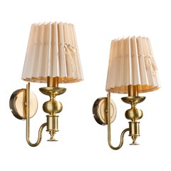 Nya Öia, Wall Lights, Brass, Fabric, Sweden, 1990s