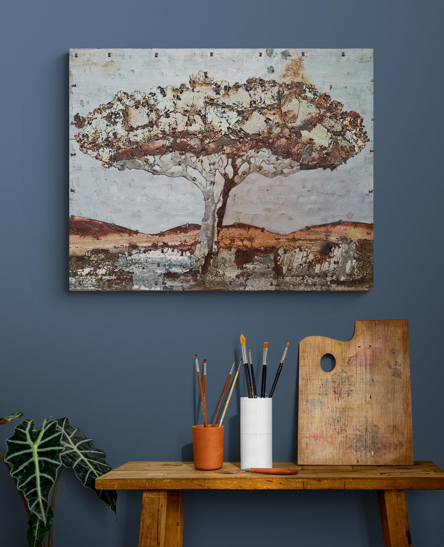 Abstract Tree Rusted Metal Composition 