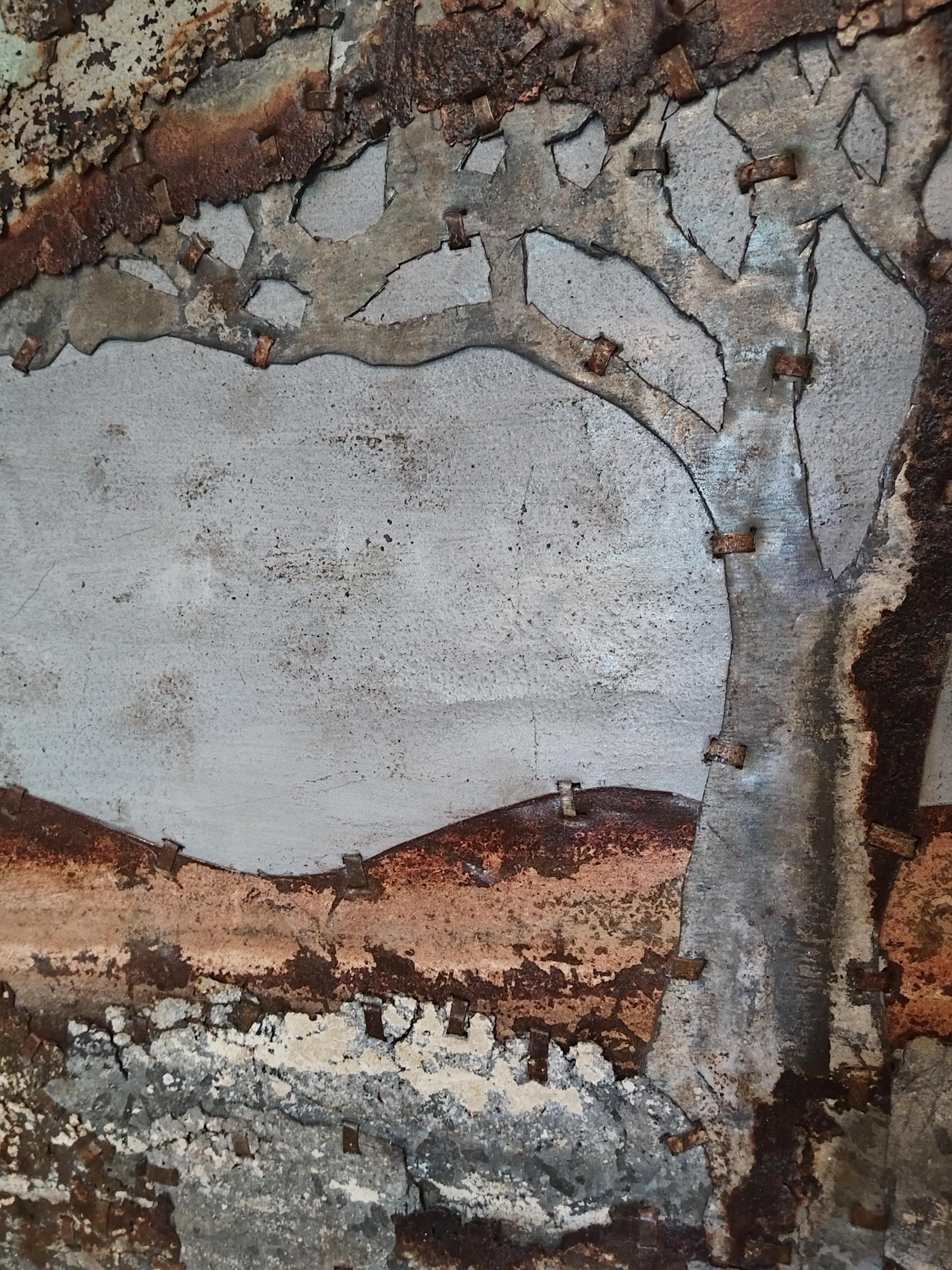 Abstract Tree Rusted Metal Composition 